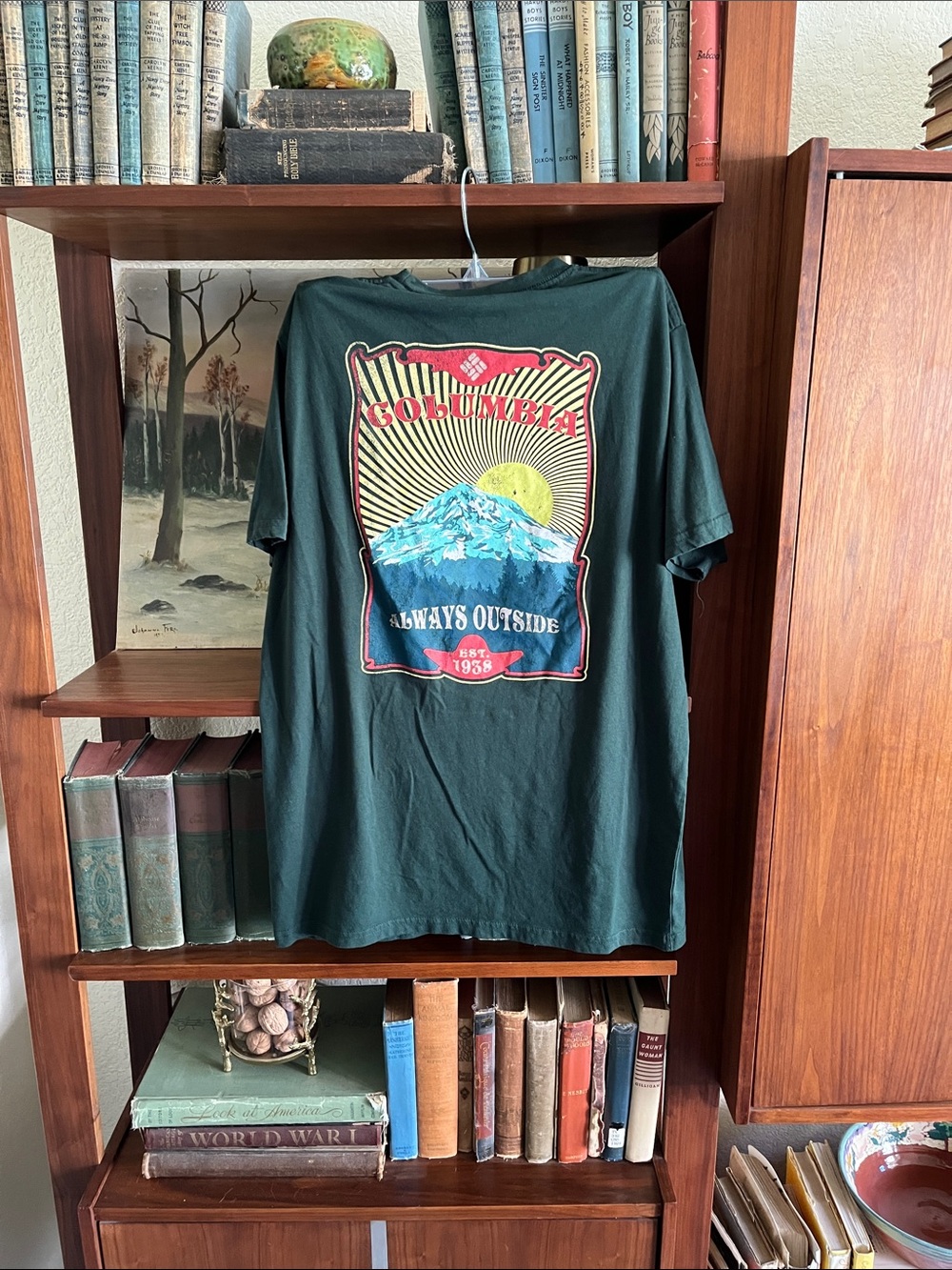 Columbia Men's Forest Green Short Sleeve Tee with Yellow Logo - Picture 5 of 5